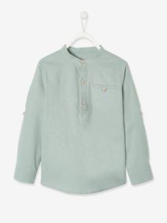 Chemise col Mao garçon en coton/lin manches longues Garçon-Chemise col Mao garçon en coton/lin manches longues
