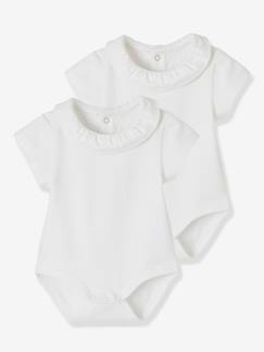 Lot de 2 bodies bébé col fantaisie manches courtes Lot de 2 bodies bébé col fantaisie manches courtes
