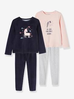 Lot de 2 pyjamas en velours fille licorne BASICS Lot de 2 pyjamas en velours fille licorne BASICS