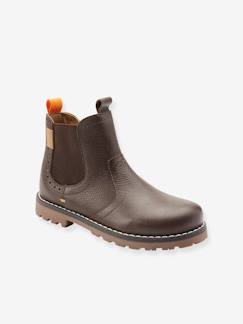 Boots fourrés en cuir garçon collection maternelle Chaussures-Chaussures garçon 23-38-Boots fourrés en cuir garçon collection maternelle