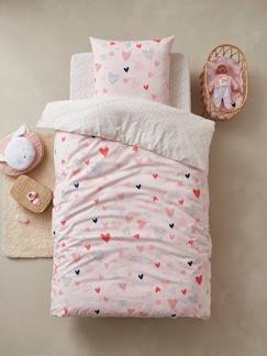 Parure fourre de duvet + taie d'oreiller enfant COEURS EN FETE Linge de maison et décoration-Parure fourre de duvet + taie d'oreiller enfant COEURS EN FETE