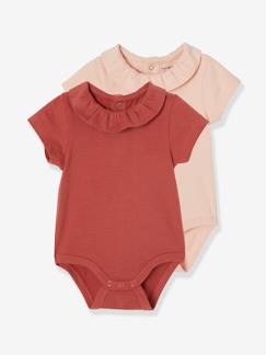 Lot de 2 bodies bébé col fantaisie manches courtes Lot de 2 bodies bébé col fantaisie manches courtes