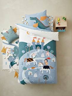 Parure Fourre de duvet + taie d'oreiller enfant CHEVALIER avec sequins réversibles Oeko-Tex® Linge de maison et décoration-Parure Fourre de duvet + taie d'oreiller enfant CHEVALIER avec sequins réversibles Oeko-Tex®