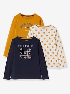Lot de 3 tee-shirts fille manches longues Fille-Lot de 3 tee-shirts fille manches longues