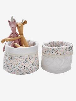 Linge de maison et décoration-Décoration-Lot de 2 paniers réversibles FLEURETTES