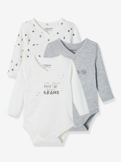Lot de 3 bodies manches longues naissance en coton bio Lovely nature Bébé-Lot de 3 bodies manches longues naissance en coton bio Lovely nature