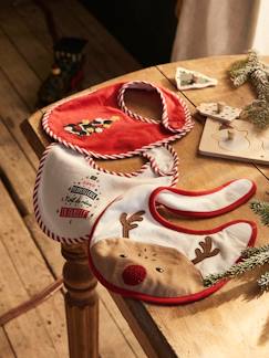Lot de 3 bavoirs bébé spécial Noël capsule famille -Lot de 3 bavoirs bébé spécial Noël capsule famille
