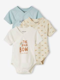 Lot de 3 bodies "arc en ciel" manches courtes bébé ouverture naissance Lot de 3 bodies "arc en ciel" manches courtes bébé ouverture naissance