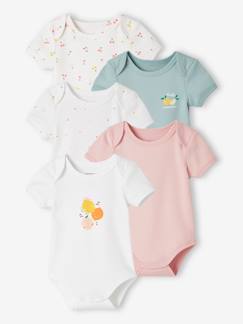 Lot de 5 bodies "fruits" manches courtes bébé ouverture US Lot de 5 bodies "fruits" manches courtes bébé ouverture US