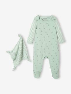 Ensemble naissance combinaison + body + doudou en coton bio Bébé-Ensemble naissance combinaison + body + doudou en coton bio