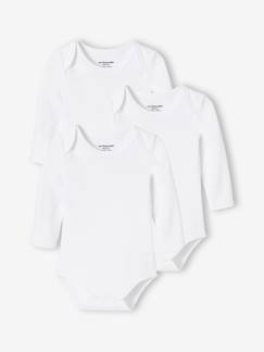 Lot de 3 bodies bébé en coton bio manches longues ouverture US BASICS Bébé-Lot de 3 bodies bébé en coton bio manches longues ouverture US BASICS