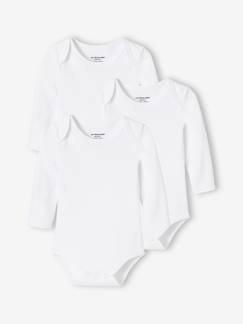 Lot de 3 bodies bébé en coton bio manches longues ouverture US BASICS