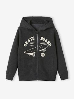 Sweat zippé à capuche Basics garçon motif graphique -Sweat zippé à capuche Basics garçon motif graphique