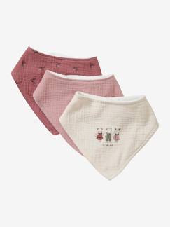 Lot de 3 bavoirs bandanas en gaze de coton / éponge -Lot de 3 bavoirs bandanas en gaze de coton / éponge