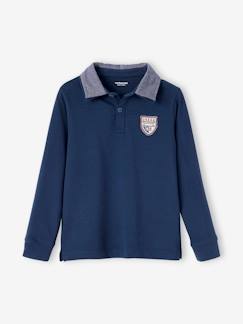 Junge-T-Shirt, Poloshirt, Unterziehpulli-Jungen Poloshirt, 2-in-1-Look