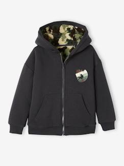 Sweat zippé doublé sherpa camouflage garçon. -Sweat zippé doublé sherpa camouflage garçon.