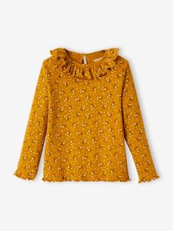 Mädchen Shirt aus Rippenjersey, Blumen Oeko Tex -Mädchen Shirt aus Rippenjersey, Blumen Oeko Tex