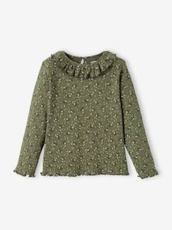 Mädchen Shirt aus Rippenjersey, Blumen Oeko Tex -Mädchen Shirt aus Rippenjersey, Blumen Oeko Tex