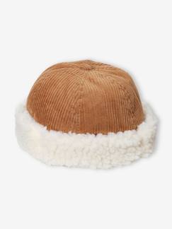 Bonnet "beanie" garçon en velours et sherpa -Bonnet "beanie" garçon en velours et sherpa
