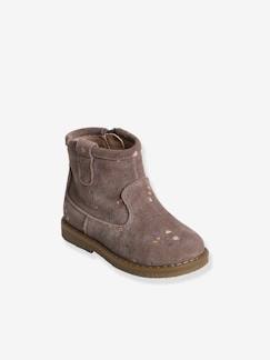 Boots zippés en cuir imprimé bébé fille -Boots zippés en cuir imprimé bébé fille