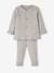 Ensemble mixte en tricot gilet et pantalon bébé blanc+gris ardoise+gris clair chiné 