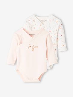 Lot de 2 bodies manches longues bébé ouverture naissance -Lot de 2 bodies manches longues bébé ouverture naissance