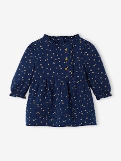 Robe en gaze de coton bébé ouverture décalée -Robe en gaze de coton bébé ouverture décalée