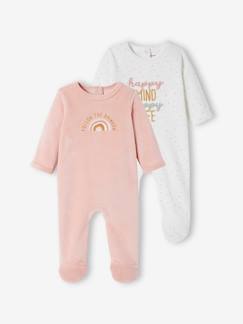 Lot de 2 dors-bien bébé fille en velours -Lot de 2 dors-bien bébé fille en velours