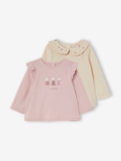 Lot de 2 T-shirts romantiques bébé manches longues Bébé-Lot de 2 T-shirts romantiques bébé manches longues