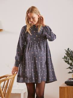 Bedrucktes Kleid für Schwangerschaft & Stillzeit, Musselin -Bedrucktes Kleid für Schwangerschaft & Stillzeit, Musselin