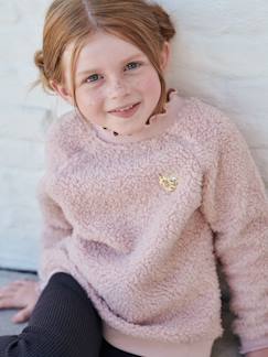 Sweat en sherpa fille finitions fantaisie -Sweat en sherpa fille finitions fantaisie