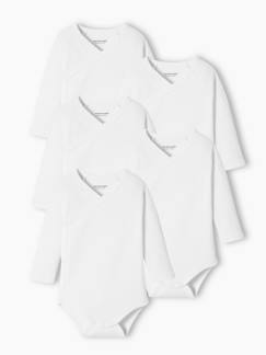 Lot de 5 bodies bébé manches longues ouverture naissance BASICS -Lot de 5 bodies bébé manches longues ouverture naissance BASICS