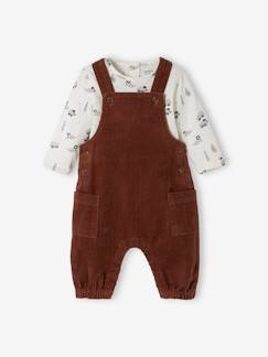 Ensemble bébé : salopette en velours et body naissance Bébé-Ensemble bébé : salopette en velours et body naissance