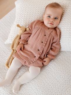 Robe en gaze de coton bébé et sa culotte assortie Bébé-Robe en gaze de coton bébé et sa culotte assortie