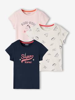 Lot de 3 T-shirts assortis fille détails irisés -Lot de 3 T-shirts assortis fille détails irisés