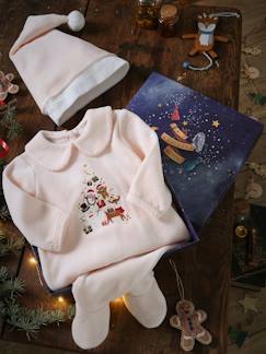 Coffret dors-bien bébé fille Noël et bonnet en velours -Coffret dors-bien bébé fille Noël et bonnet en velours