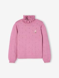 Pull fantaisie maille pointelle fille -Pull fantaisie maille pointelle fille