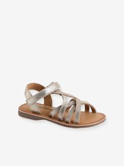 Sandales multi-brides cuir irisé fille -Sandales multi-brides cuir irisé fille