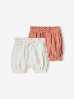 Lot de 2 bloomers bébé en gaze de coton -Lot de 2 bloomers bébé en gaze de coton