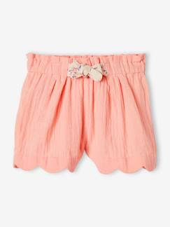 Short en gaze de coton fille finitions écailles Fille-Short en gaze de coton fille finitions écailles
