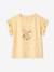 T-shirt à motif irisé fille manches courtes volantées écru+jaune pâle+marine+mauve 