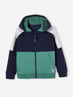 Sweat zippé à capuche effet colorblock sport garçon -Sweat zippé à capuche effet colorblock sport garçon