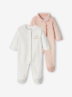 Lot de 2 dors-bien "coeur" bébé fille en velours -Lot de 2 dors-bien "coeur" bébé fille en velours