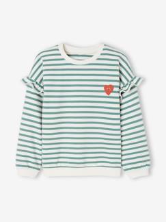 Sweat marinière fille manches à vollants -Sweat marinière fille manches à vollants