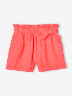 Short en gaze de coton style "paperbag" fille Fille-Short en gaze de coton style "paperbag" fille