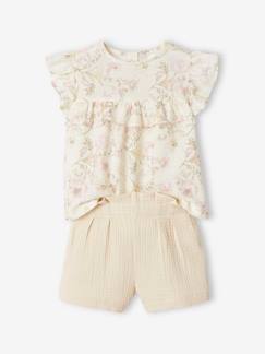 Ensemble de cérémonie fille blouse volantée et short en gaze Fille-Ensemble de cérémonie fille blouse volantée et short en gaze