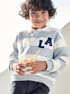 Sweat rayé col polo style collège garçon -Sweat rayé col polo style collège garçon