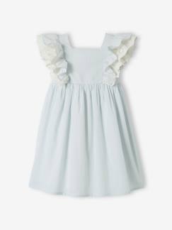 Robe de cérémonie rayée fille manches volantées Fille-Robe de cérémonie rayée fille manches volantées