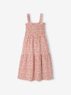 Robe smockée à bretelles motifs fleurs fille Fille-Robe smockée à bretelles motifs fleurs fille