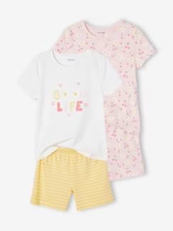Lot de 2 pyjashorts fille imprimés fleurs et cerises Basics -Lot de 2 pyjashorts fille imprimés fleurs et cerises Basics
